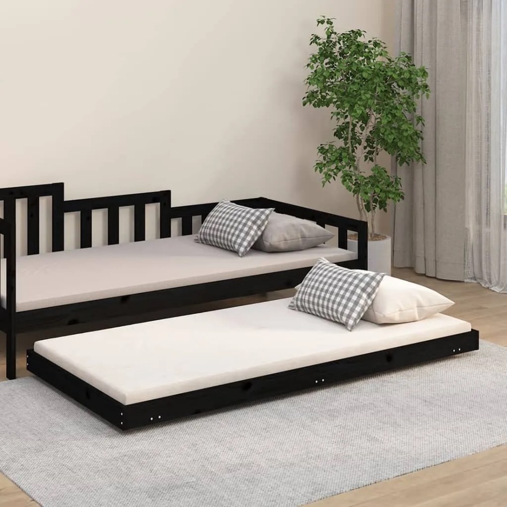 Giroletto Nero 75x190 Cm İn Legno Massello Di Pino /