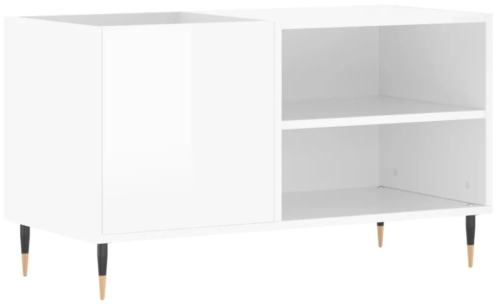 Mobile porta dischi bianco lucido 85x38x48 cm legno multistrato