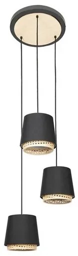 Ananya 3 Round Lampada a Sospensione Black - Lindby