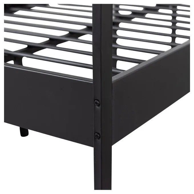 Letto singolo in metallo nero con griglia 120x200 cm Mees - WOOOD