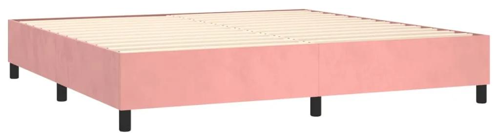 Letto a molle con materasso e led rosa 200x200 cm in velluto