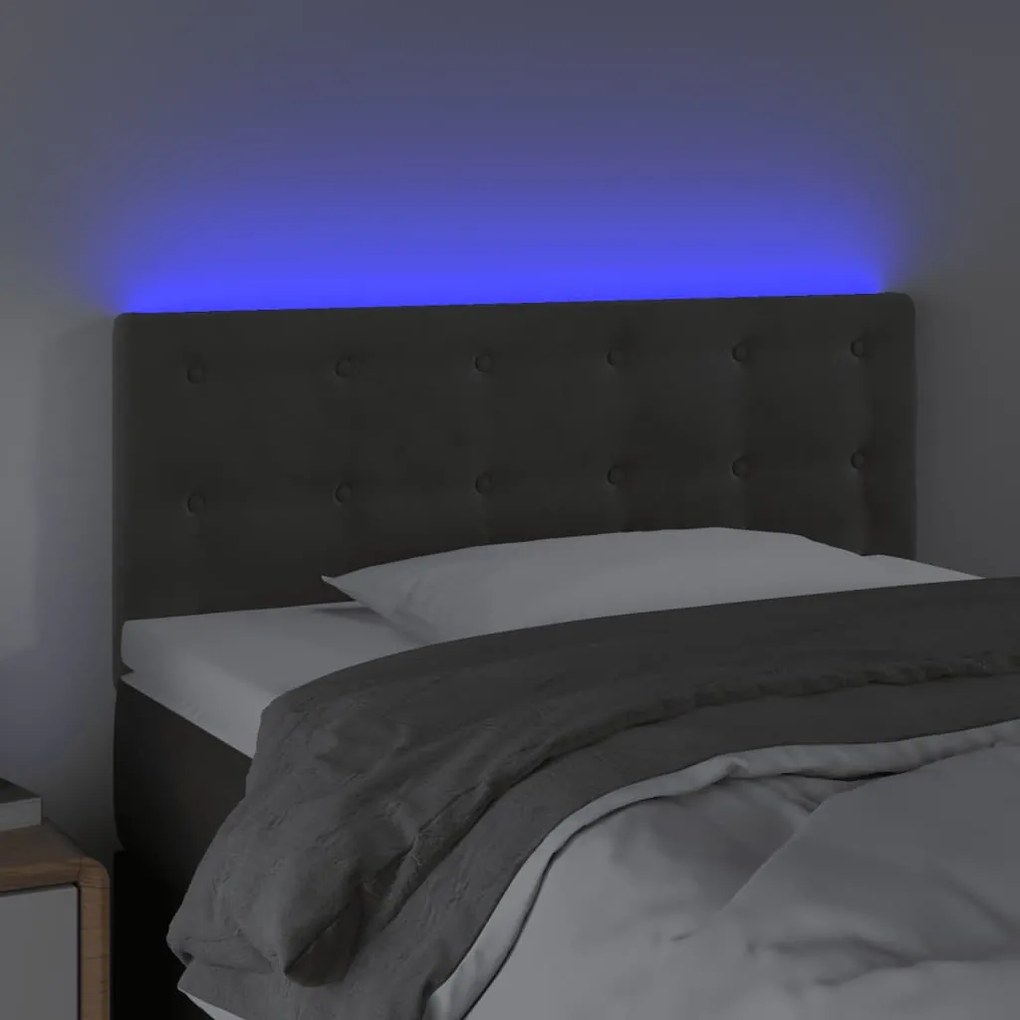 Testiera a led grigio scuro 90x5x78/88 cm in velluto