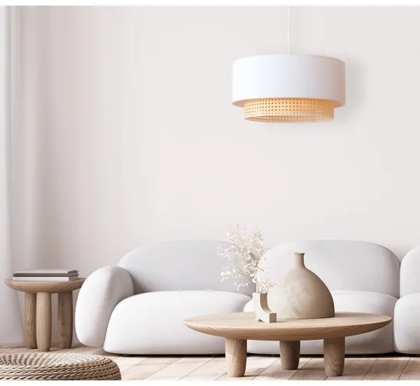 Duolla - Lampadario su filo BOHO 1xE27/15W/230V d. 45 cm cremoso/rattan