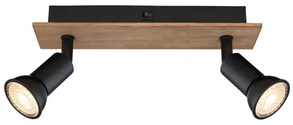 Globo 57998-2W - Luce Spot DREW 2xGU10/35W/230V legno/nero