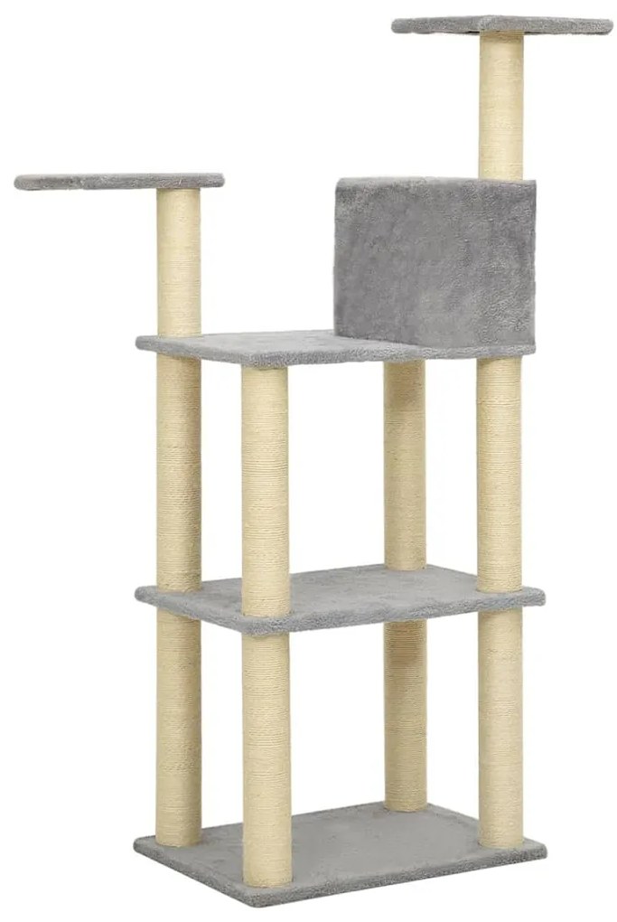 Albero per gatti con tiragraffi in sisal grigio chiaro 119 cm