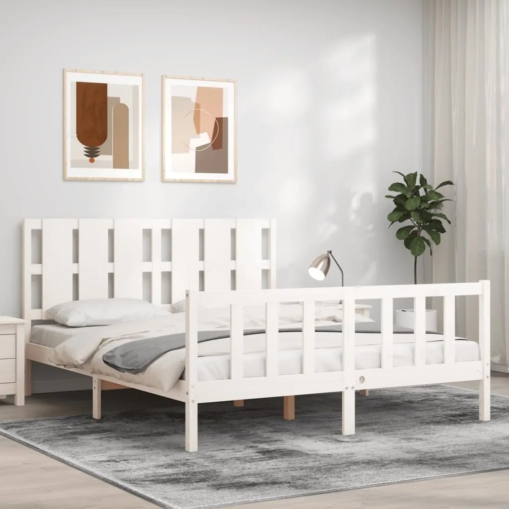 Giroletto Senza Materasso Bianco 160x200 Cm Legno Massello Pino /