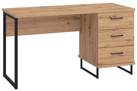 DODO - scrivania moderna con 3 cassetti colore rovere cm 137,5 x 56 x 75 h