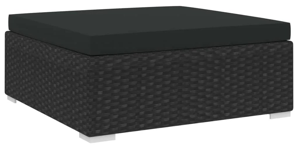 Poggiapiedi Modulare 1 Pz Con Cuscino İn Polyrattan Nero /