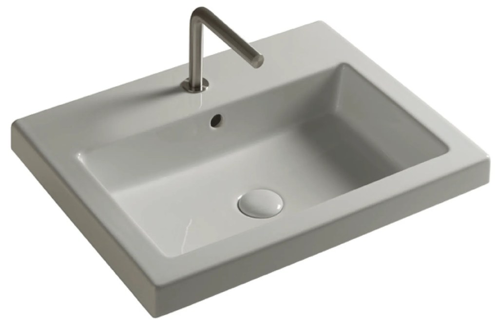 Lavabo Da Incasso/Sospeso 60x45 Cm Ceramica Tecla "Cangas" Bianco Lucido