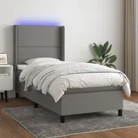 Letto a Molle Materasso e LED Grigio Scuro 90x200 cm in Tessuto 3138206