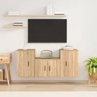 Set di Mobili Porta TV 3 pz Rovere Sonoma in Legno Multistratocod mxl 125147