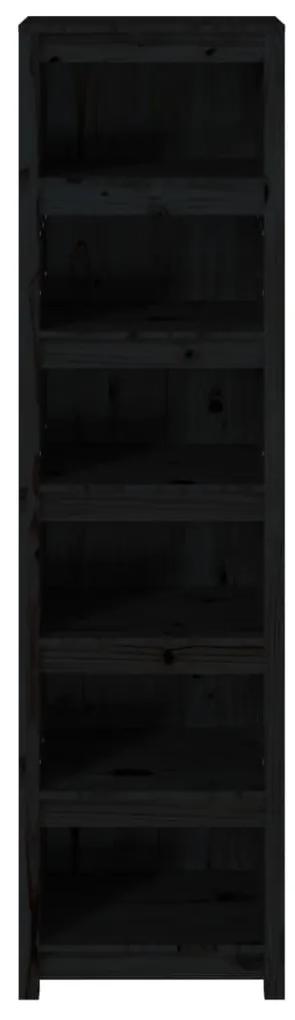Libreria nera 50x35x183 cm in legno massello di pino