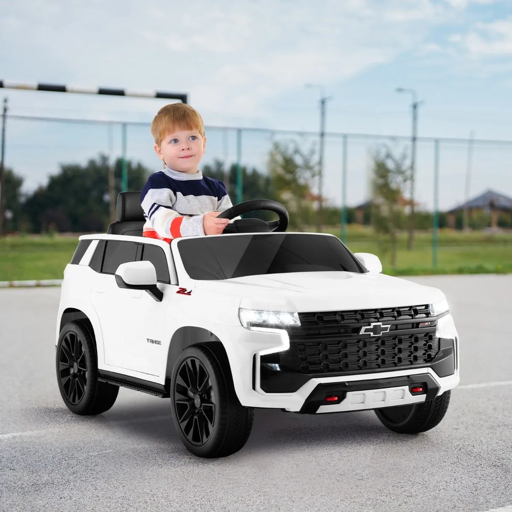 Costway SUV elettrica 12V per bambini con telecomando 2,4G sospensione a molla luci e musica, Chevrolet auto elettrica 4 Colori