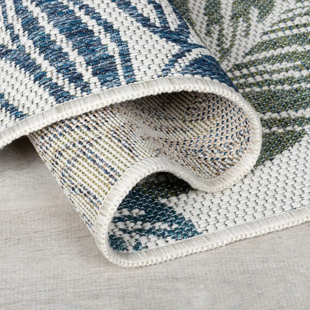 Tappeto da interno e esterno verde e blu 200x290 cm Bella Leaf – Flair Rugs
