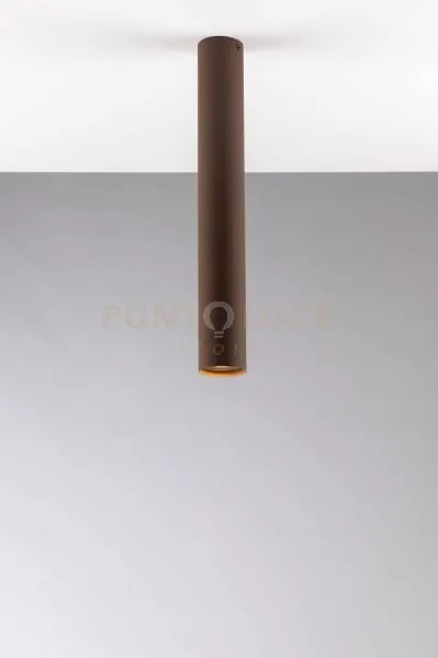 Plafoniera-faretto fluke tonda corten 1 luce attacco gu10 5,5x5,5x40cm