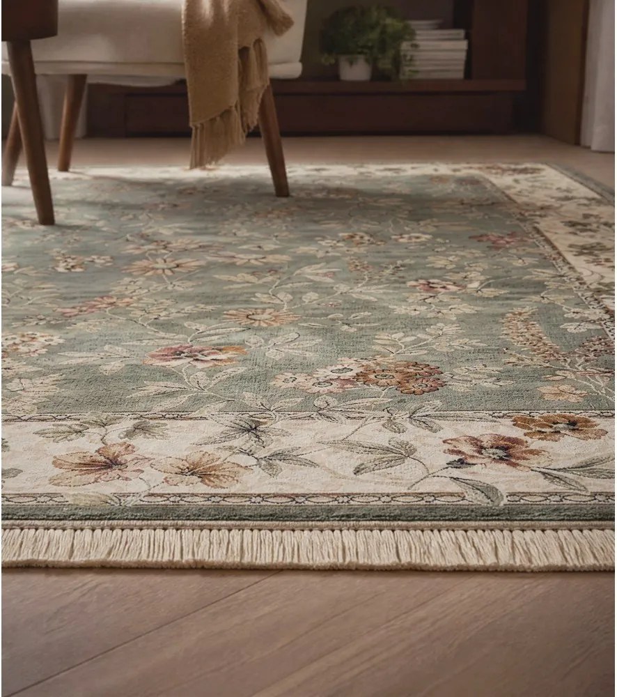 Tappeto in viscosa verde e crema 160x230 cm Oriental - Nouristan