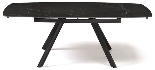 Tavolo moderno allungabile a 210 cm base metallo e piano effetto Marmo Nero TERENCE
