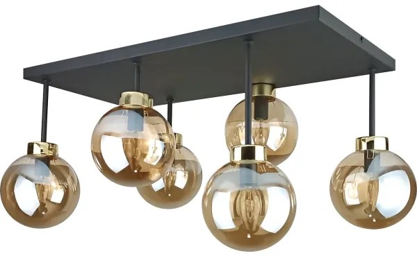 Lampadario a plafone DEA 6xE14/60W/230V nero/oro/fumé beige