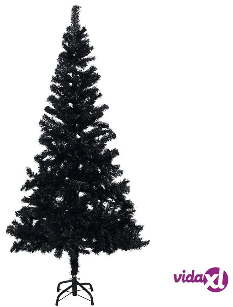 vidaXL Albero di Natale Preilluminato con Supporto Nero 120 cm in PVC