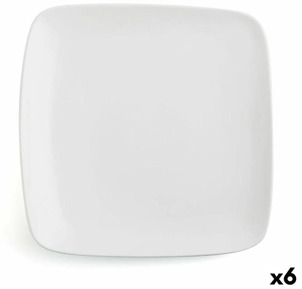 Piatto Piano Ariane Vital Quadrato Ceramica Bianco (30 x 22 cm) (6 Unità)