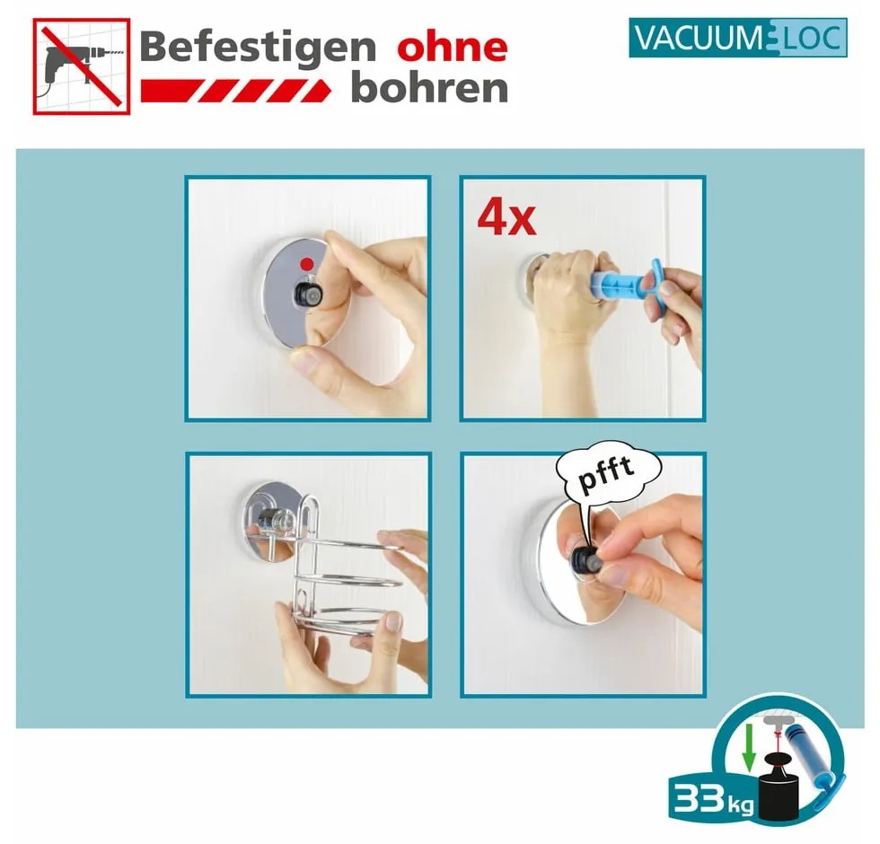 Set di accessori da bagno autoportanti in acciaio inox argentato lucido Quadro - Wenko