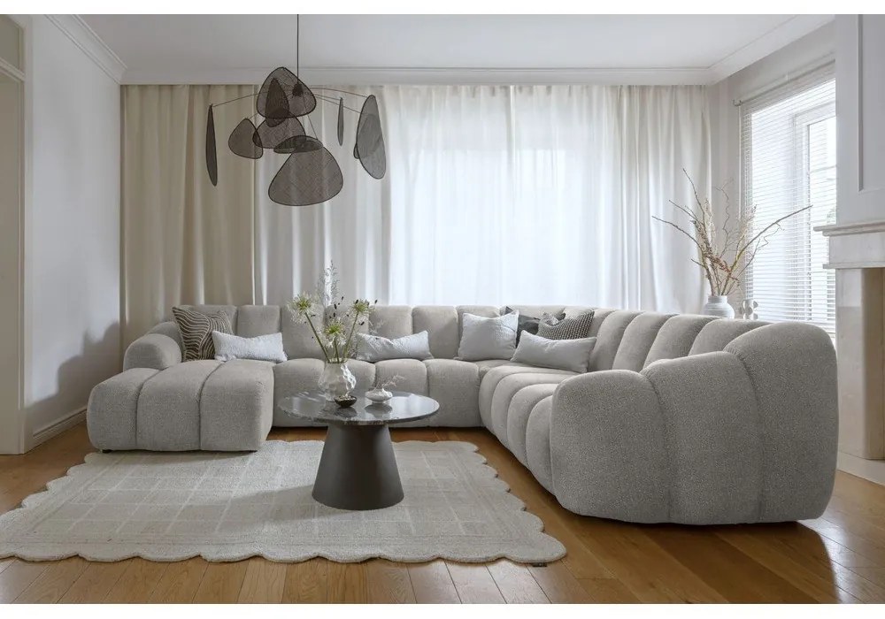 Divano angolare grigio chiaro (con penisola a destra/a U) Shell – Miuform