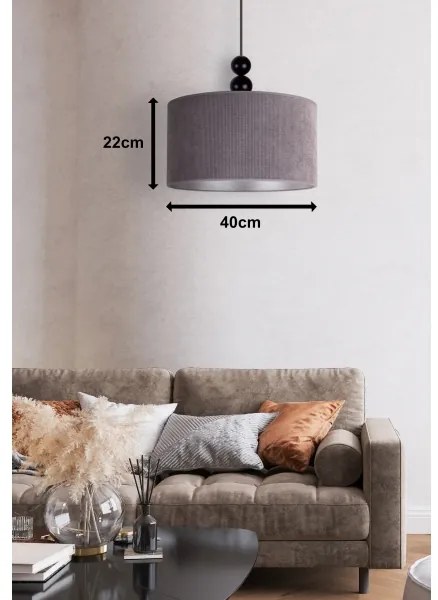 Duolla - Lampadario a sospensione con filo LYON 1xE27/15W/230V diametro 40 cm grigio