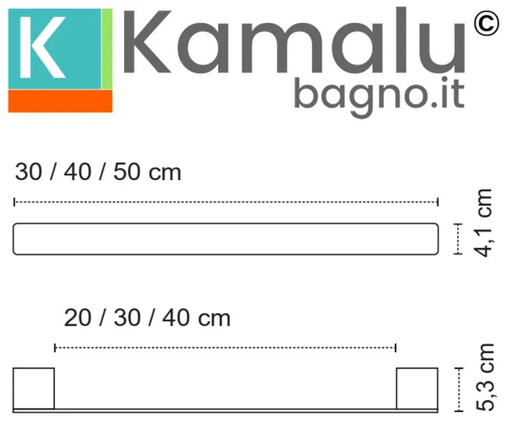 Kamalu - portasalviette a barra design squadrato 40cm in acciaio inox finitura satinata| nuevo-s