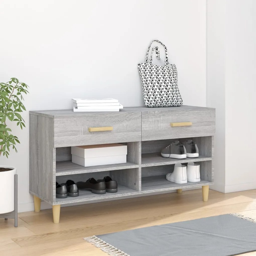 Scarpiera Grigio Sonoma 102x35x55 Cm İn Legno Multistrato /