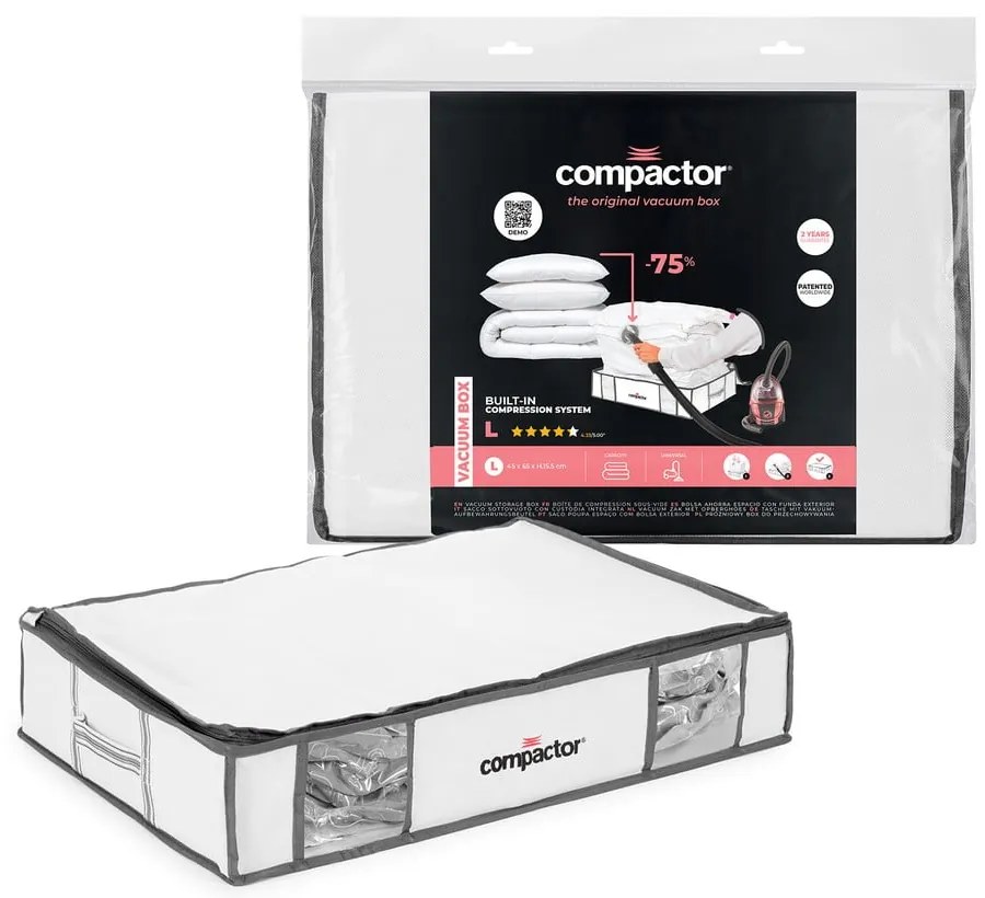 Organizer per vestiti sottovuoto/rinforzato in tessuto 65x50x15,5 cm Life – Compactor