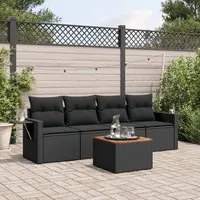 Set Divani da Giardino 5 pz con Cuscini in Polyrattan Nero 3256769