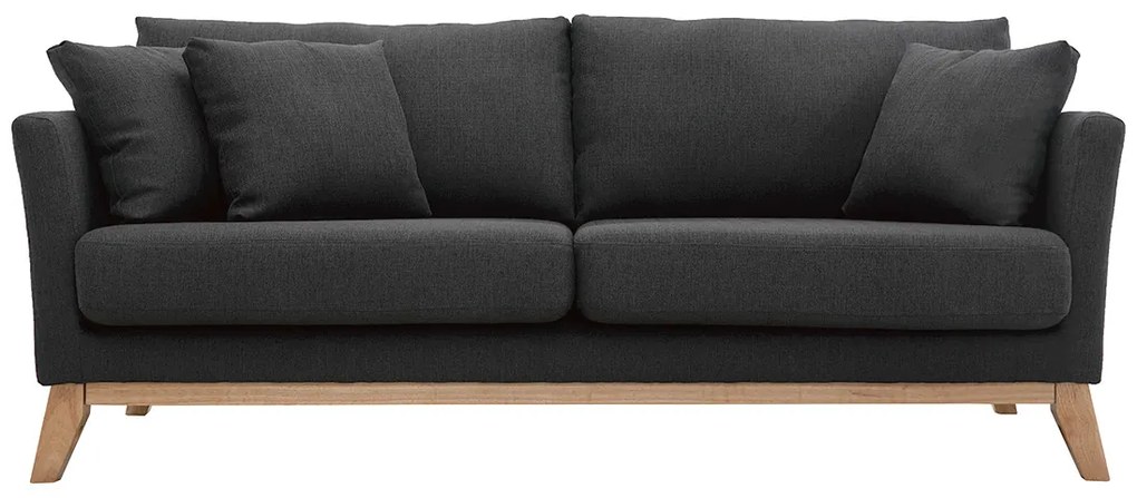 Divano scandinavo 3 posti grigio scuro piedi legno OSLO