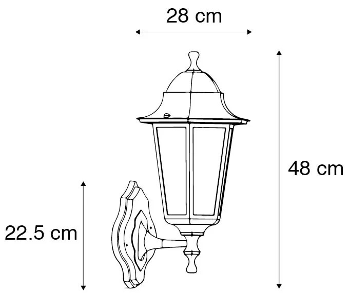 Lanterna da parete per esterni nera con sensore di movimento IP44 - New Orleans up