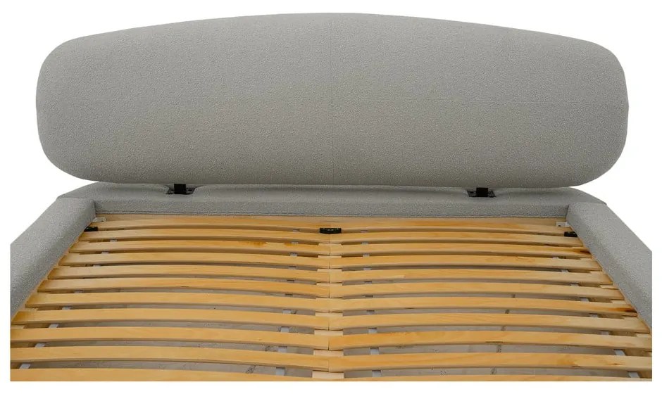 Letto matrimoniale imbottito grigio chiaro con doghe in legno 140x200 cm Odette - Scandic