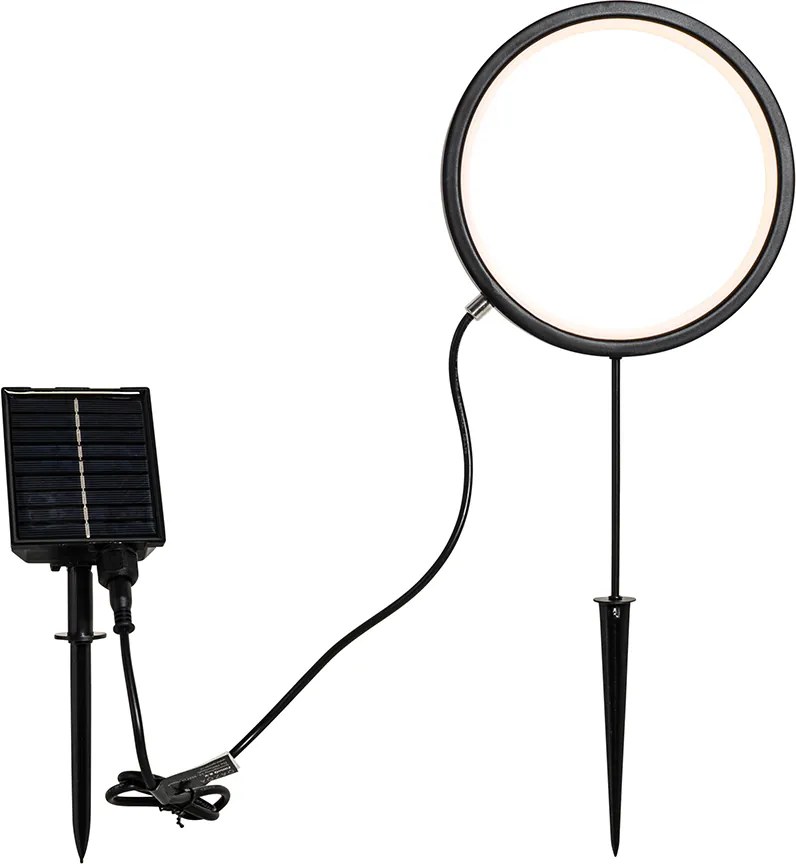 Set di 2 faretti da terra neri 50 cm con LED ricaricabili e pannello solare IP65 - Adalind