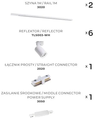 Zuma Line 3047 - Faretto per sistema a binario TORE 6xGU10/35W/230V bianco