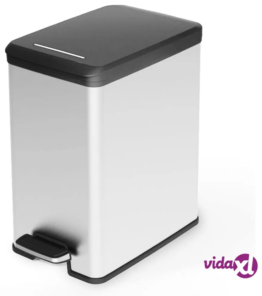 Curver Pattumiera a Pedale Sottile Deco 25L Argento