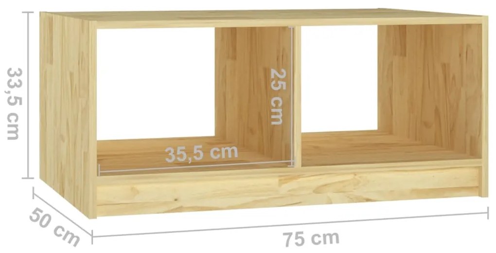 Tavolino da Salotto 75x50x33,5 cm Legno Massello di Pino