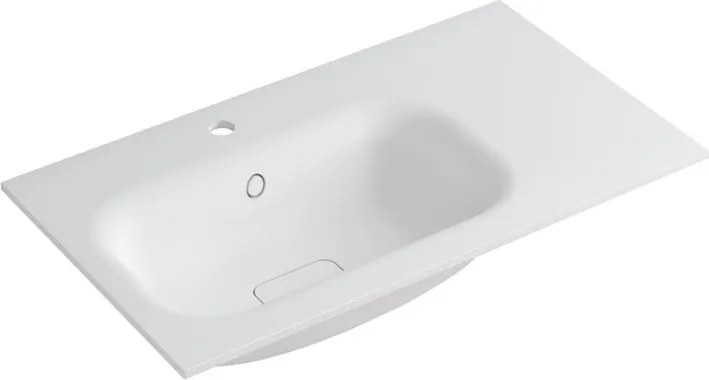 Lavabo a incasso rettangolare vasca a sinistra L 80.5 x H 15 x P 46 cm in resina bianco opaco
