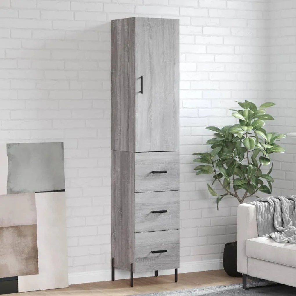 Credenza Grigio Sonoma 34,5x34x180 Cm İn Legno Multistrato /