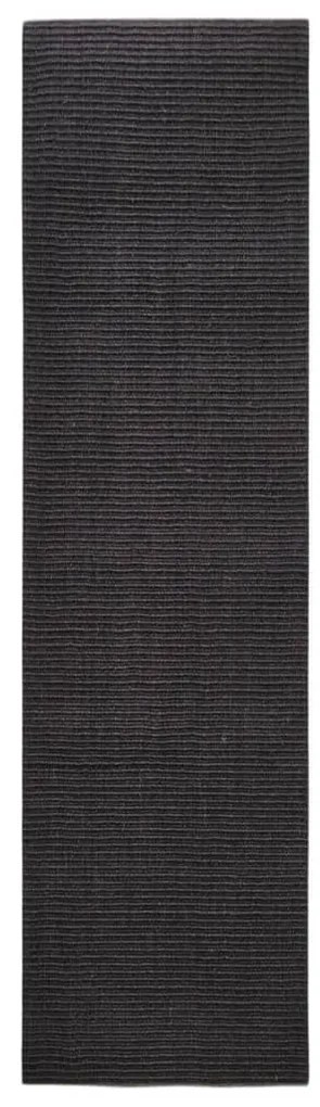 Tappeto in Sisal Naturale 80x300 cm Nero