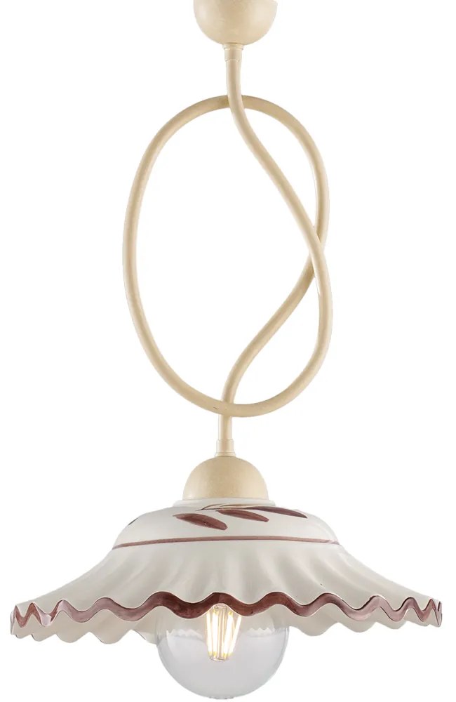 Sospensione Country Chic Bistrot 1 Luce Avorio Con Ceramica Vietrese