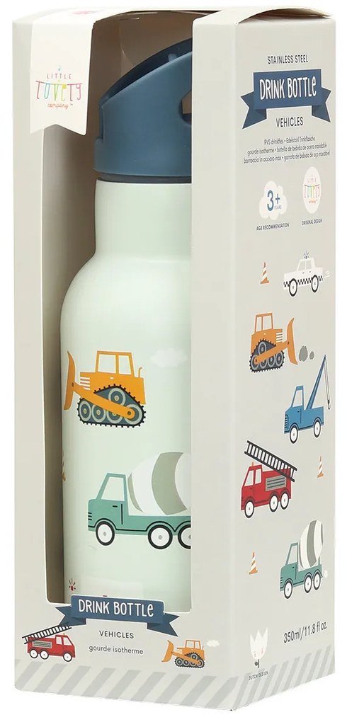 A Little Lovely Company - borraccia in acciaio inox, 350 ml - veicoli