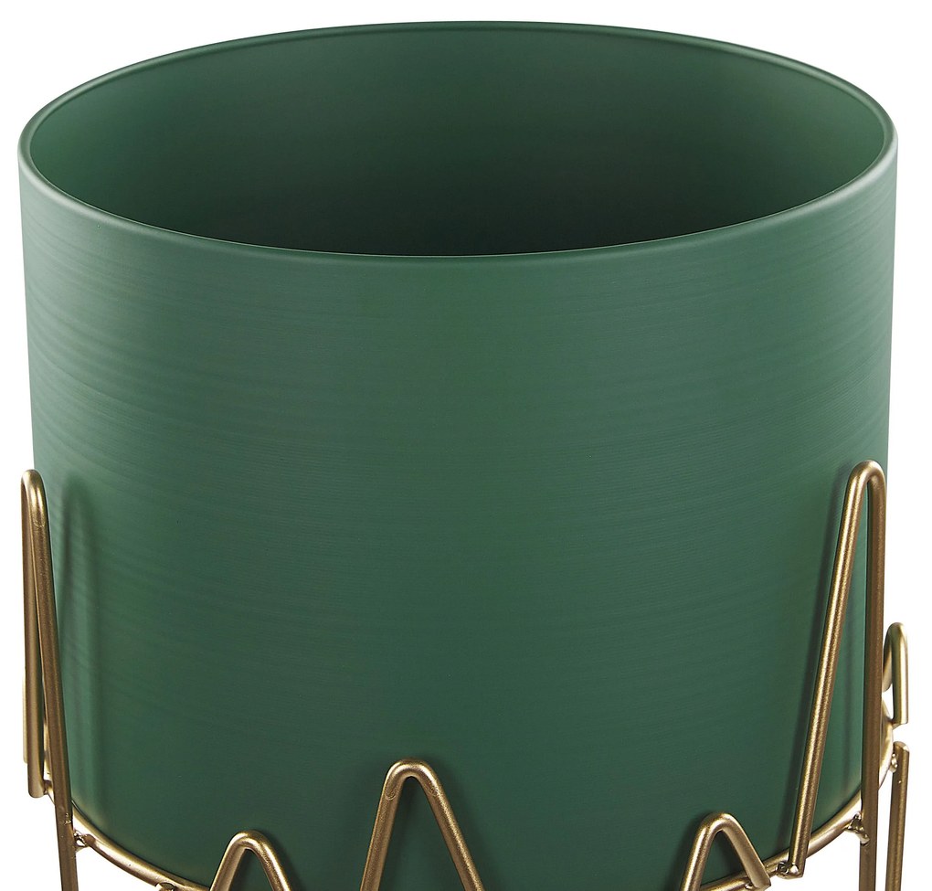 Vaso per fiori in metallo 28 x 28 x 50 cm verde scuro e oro KALANDRA Beliani