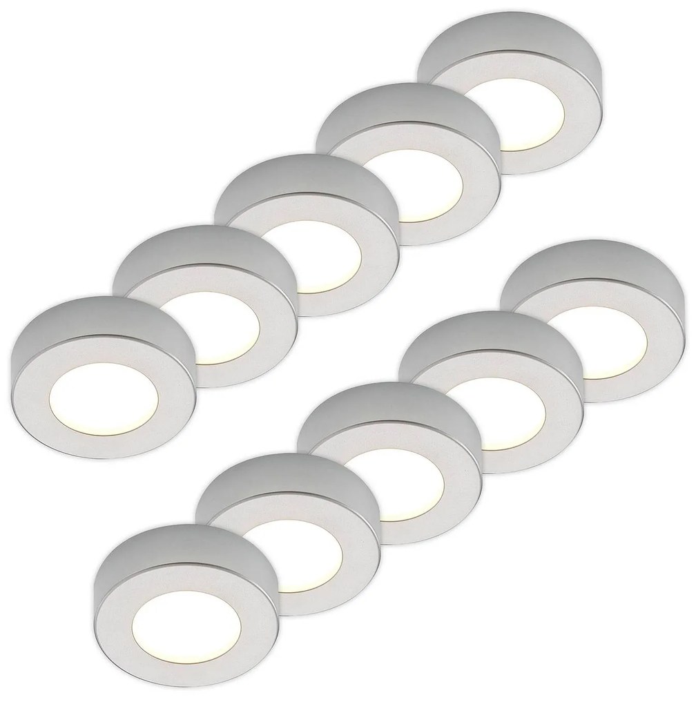 Prios Plafoniera LED Edwina, argento, 12 cm, set da 10