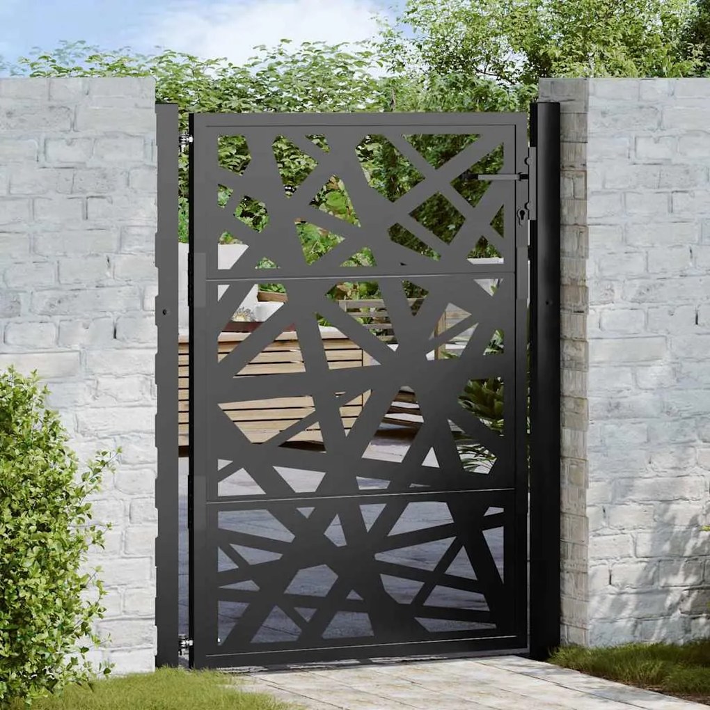 Cancello Giardino Nero 105x130 Cm İn Acciaio Design Leggero /