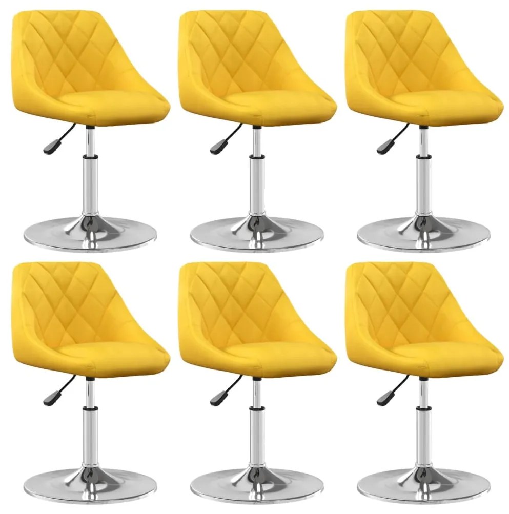 Sedie Da Pranzo Girevoli 6 Pz Giallo Senape İn Velluto /