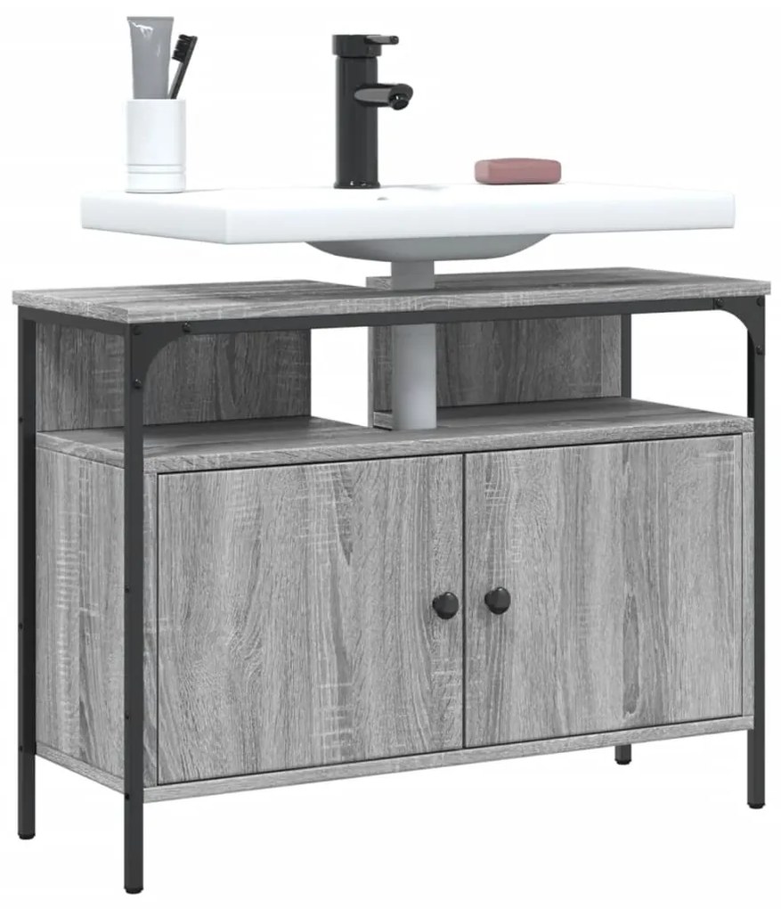 Mobile Lavabo Bagno Grigio Sonoma 80x30x60 Cm Legno Multistrato /