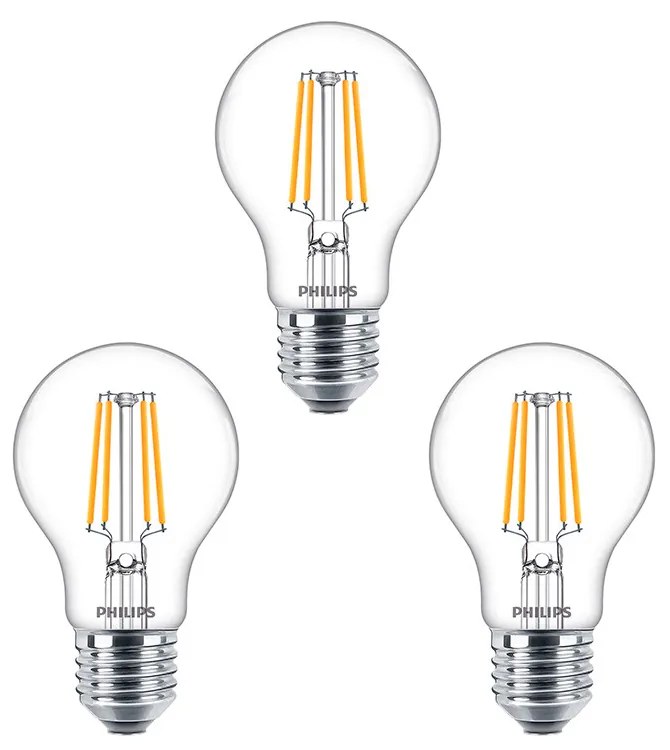 Philips - 3-pack Lampadina LED 4W (470lm) Filament E27