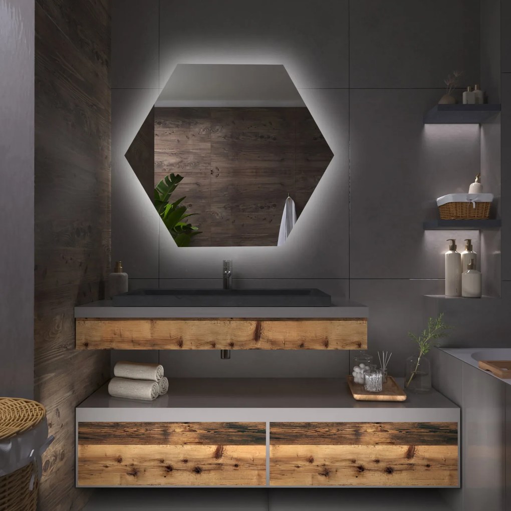 Specchio asimmetrico con luce LED G10